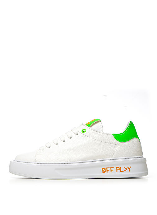 Off Play Beyaz-Yeşil Kadın Deri Sneaker XWFIRENZE1CV02GM23 - Görsel 2