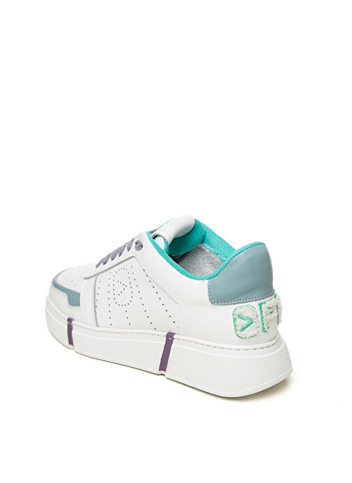 Off Play Beyaz-Mavi Kadın Deri Sneaker XWIMOLA1LH0281 - Görsel 4