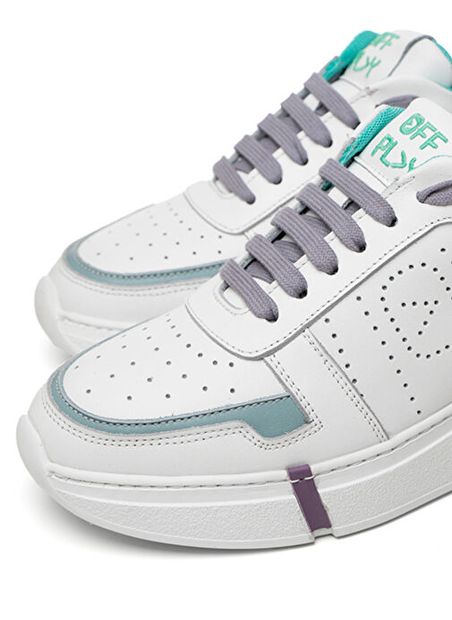 Off Play Beyaz-Mavi Kadın Deri Sneaker XWIMOLA1LH0281 - Görsel 5
