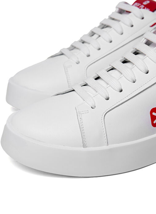 Off Play Beyaz-Kırmızı Erkek Deri Sneaker X-BOLOGNA 1-LH 02-73 - Görsel 5