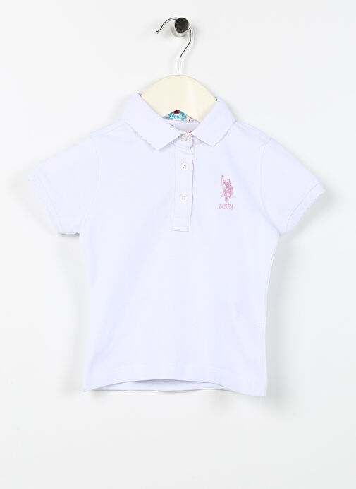 U.S. Polo Assn. Beyaz Kız Bebek Polo Yaka Kısa Kollu Düz T-Shirt TP01-IY023-B