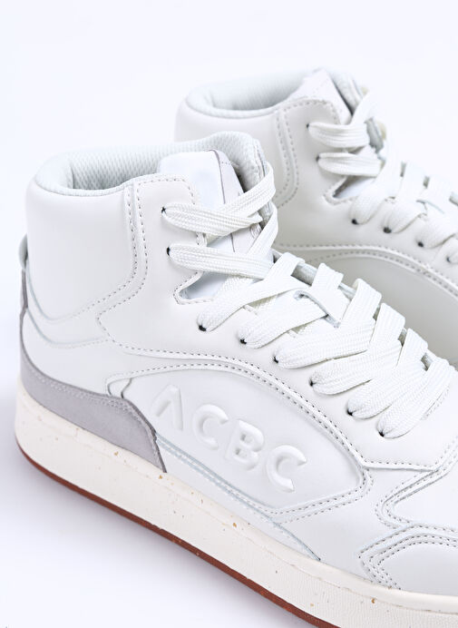 Acbc Beyaz-Gri Erkek Deri Sneaker SHACBBH - Görsel 6