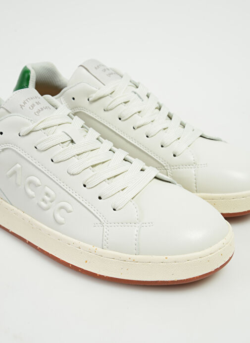 Acbc Beyaz-Yeşil Erkek Deri Sneaker SHACBTL - Görsel 6