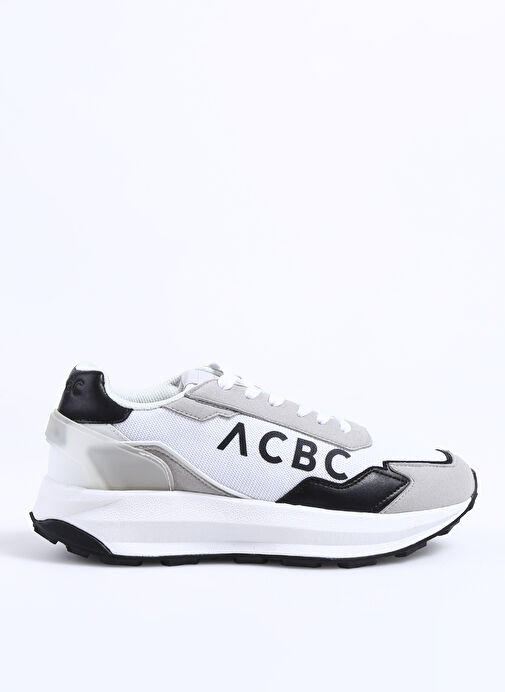 Acbc Beyaz-Siyah Erkek Deri - Kumaş Sneaker SHACBRUN - Görsel 2