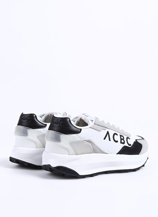 Acbc Beyaz-Siyah Erkek Deri - Kumaş Sneaker SHACBRUN - Görsel 4