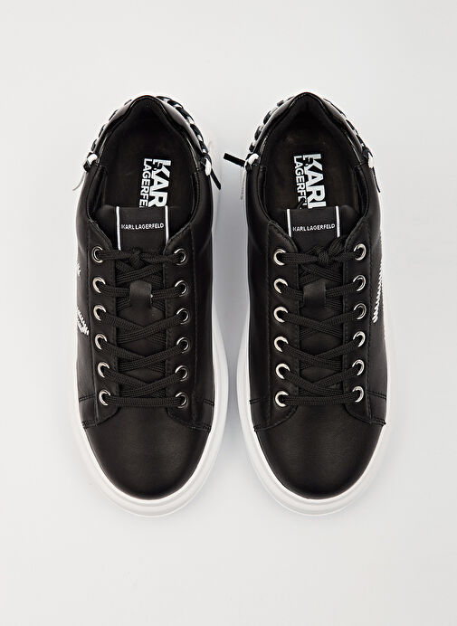 KARL LAGERFELD Koyu Siyah Kadın Deri Sneaker KL62572 - Görsel 4