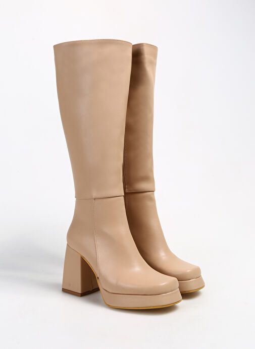 F By Fabrika Pudra Kadın Topuklu Çizme ZUHRA - Görsel 3