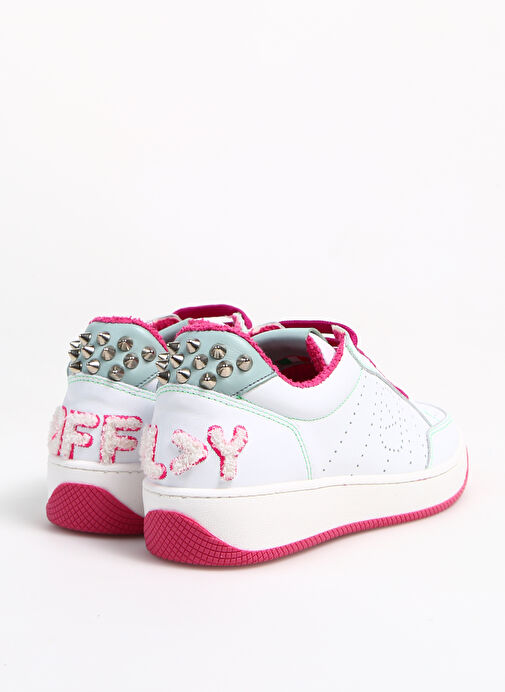 Off Play Beyaz-Pembe Kadın Deri Sneaker COMO1D LH02-13 - Görsel 4
