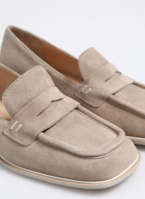 Laura Bellariva Bej Kadın Süet Loafer 8760 - Görsel 6
