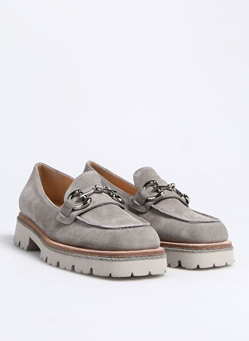 Laura Bellariva Gri Kadın Süet Loafer 8710 - Görsel 3