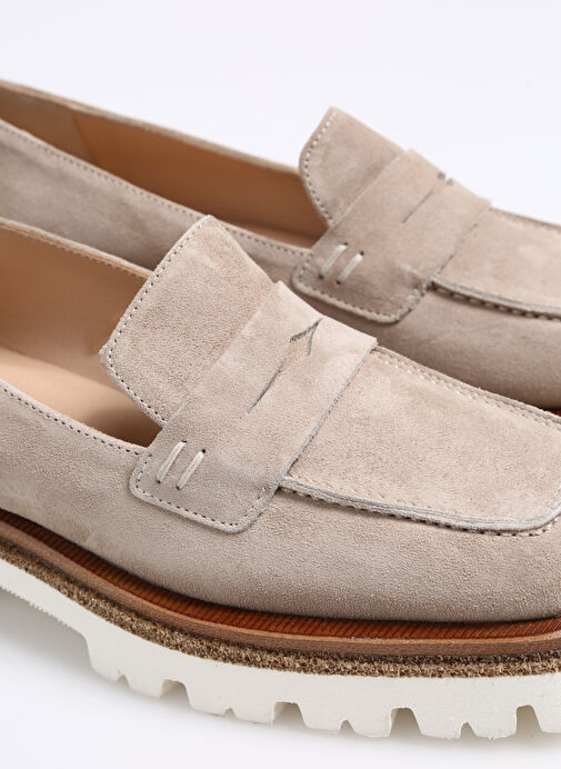 Laura Bellariva Bej Kadın Süet Loafer 8711 - Görsel 6