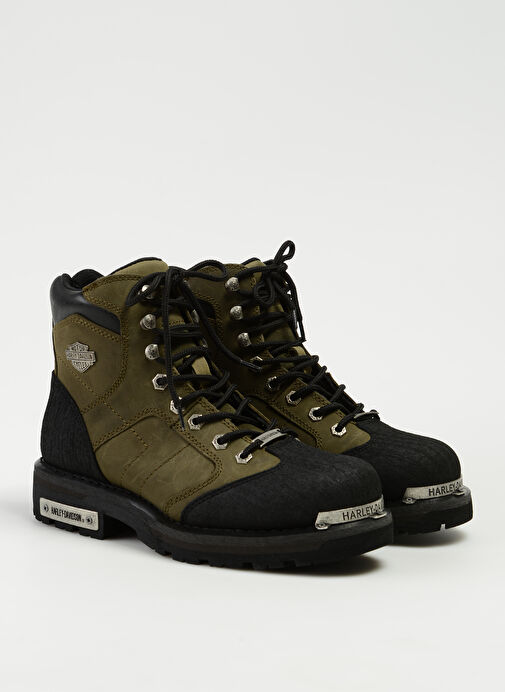Harley Davidson Haki-Siyah Erkek Deri Bot CLEMENTE - Görsel 3