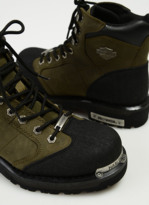 Harley Davidson Haki-Siyah Erkek Deri Bot CLEMENTE - Görsel 6
