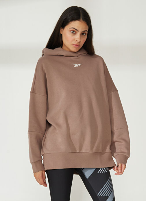 Reebok HS4775 Lux Hoodie Açık Kahve Yuvarlak Yaka Normal Kalıp Kadın Sweatshirt