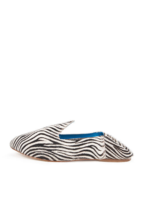 Osay Siyah-Beyaz Kadın Deri Loafer LA ZEBRA - Görsel 3