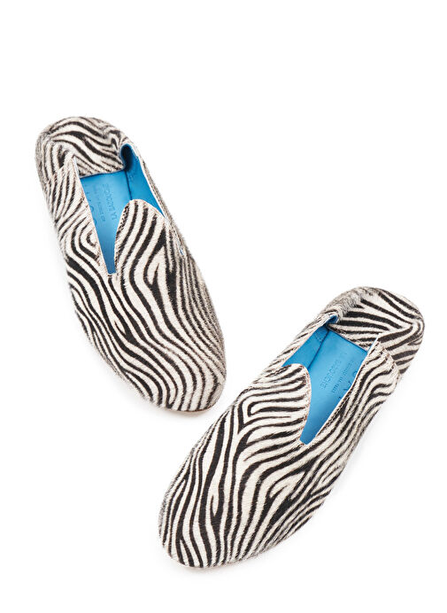 Osay Siyah-Beyaz Kadın Deri Loafer LA ZEBRA - Görsel 4