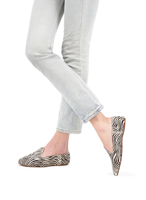 Osay Siyah-Beyaz Kadın Deri Loafer LA ZEBRA - Görsel 6