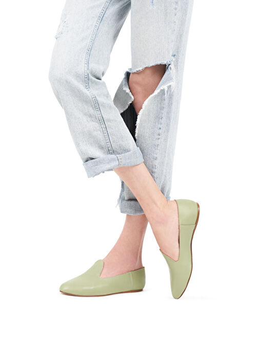 Osay Yeşil Kadın Deri Loafer LA GREEN - Görsel 5