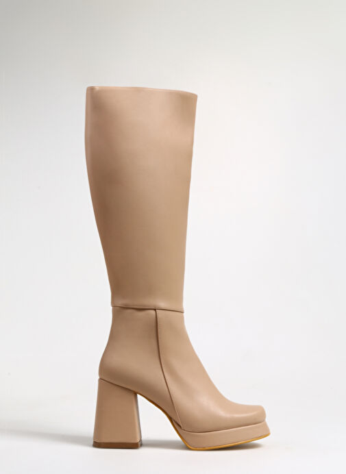 Fabrika Bej Kadın Topuklu Çizme PARMA - Görsel 2