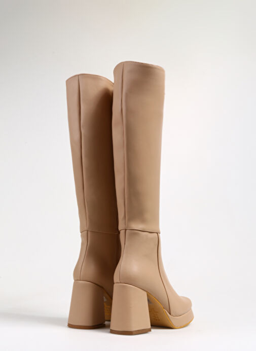 Fabrika Bej Kadın Topuklu Çizme PARMA - Görsel 4