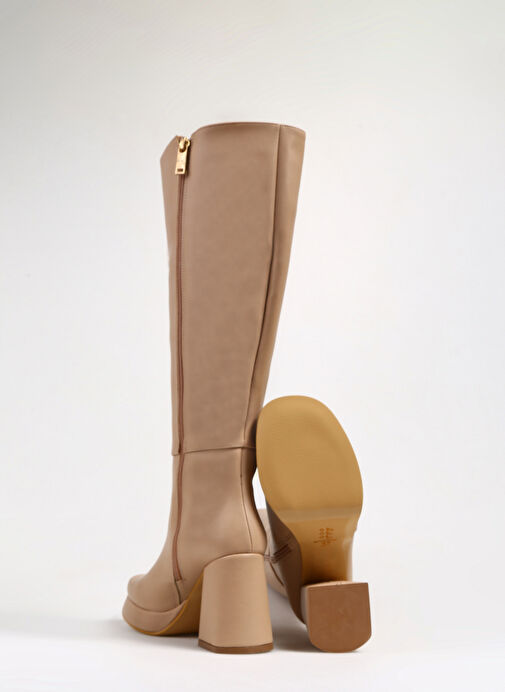 Fabrika Bej Kadın Topuklu Çizme PARMA - Görsel 5