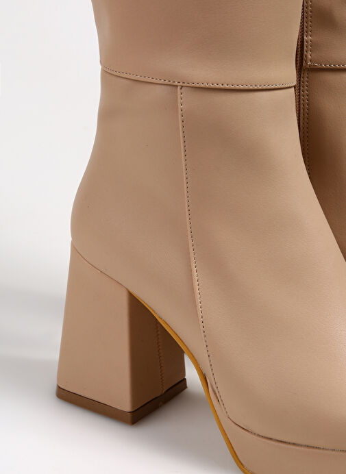 Fabrika Bej Kadın Topuklu Çizme PARMA - Görsel 6