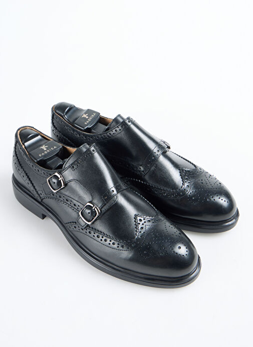 Fabrika Siyah Erkek Deri Klasik Ayakkabı CALABRIA - Görsel 3