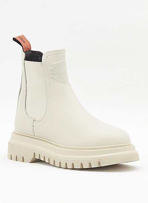 Harley Davidson Beyaz Kadın Deri Bot MOURIR - Görsel 3