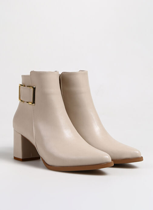 F By Fabrika Bej Kadın Topuklu Bot HAYLE - Görsel 3