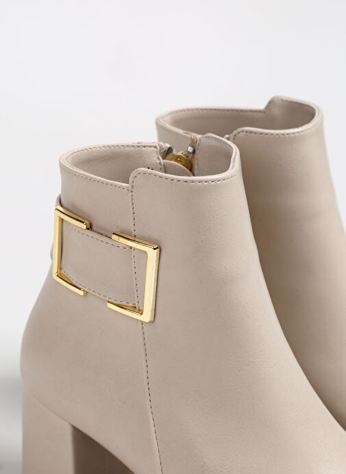 F By Fabrika Bej Kadın Topuklu Bot HAYLE - Görsel 6