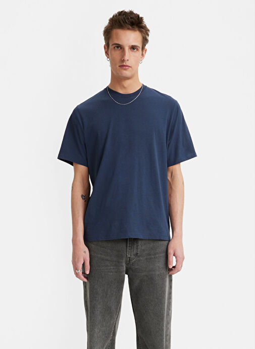 Levis Bisiklet Yaka Düz Mavi T-Shirt A3385-0018_CLASSIC RELAXED TEE NAVA