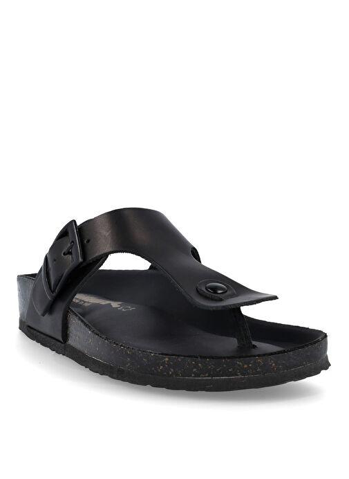 Più Natura Siyah Kadın Deri Terlik 11 A 902 TBL IMB - Görsel 4