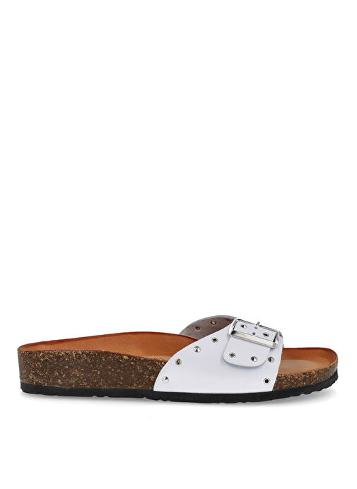 Più Natura Beyaz Kadın Deri Terlik 11 PASTIME RB23 IMB - Görsel 2