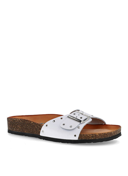 Più Natura Beyaz Kadın Deri Terlik 11 PASTIME RB23 IMB - Görsel 3