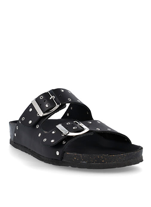 Più Natura Siyah Kadın Deri Terlik 11 THESIS R B23 TBL IMB - Görsel 4