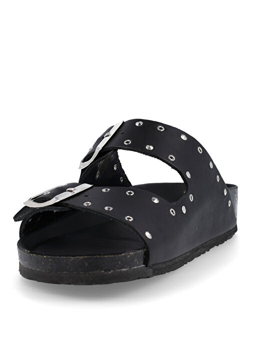 Più Natura Siyah Kadın Deri Terlik 11 THESIS R B23 TBL IMB - Görsel 6