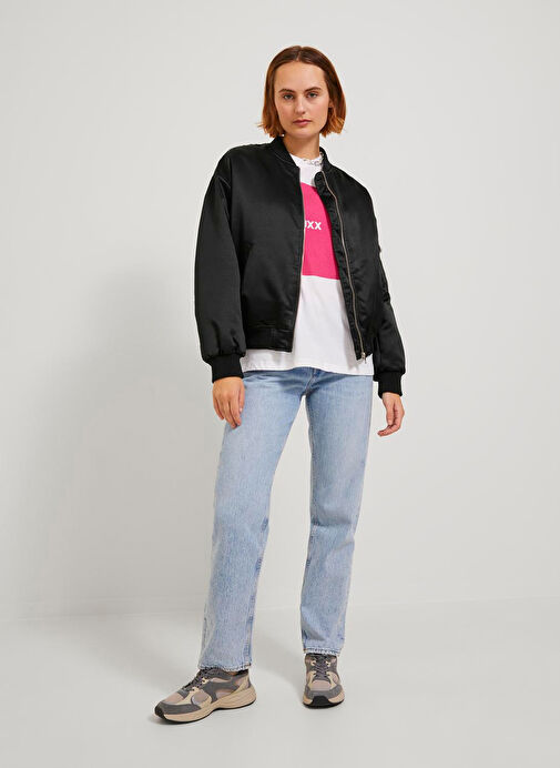 Jjxx Siyah Kadın Mont Jxmadison Satin Bomber Jacket Otw N