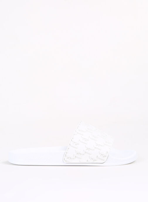 Karl Lagerfeld Beyaz Erkek Plaj Terliği KONDO Monogram Slide - Görsel 2