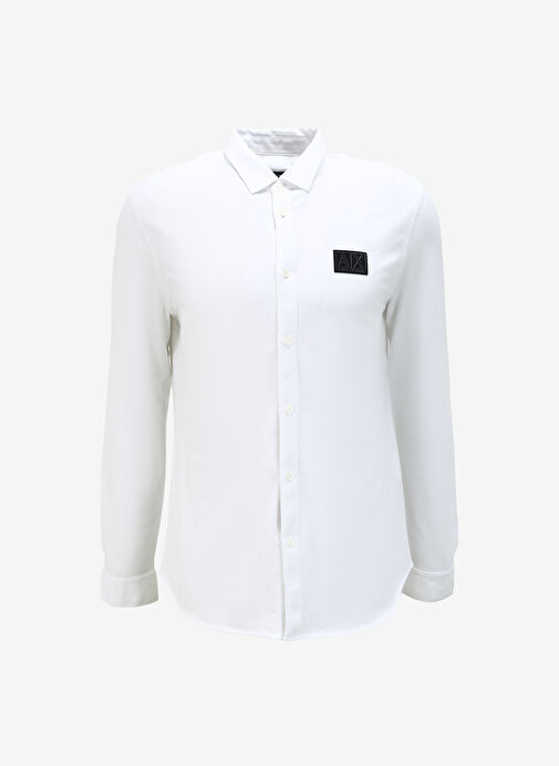 Armani Exchange Regular Fit Düz Beyaz Erkek Gömlek 6RZCHJ 1100 WHITE