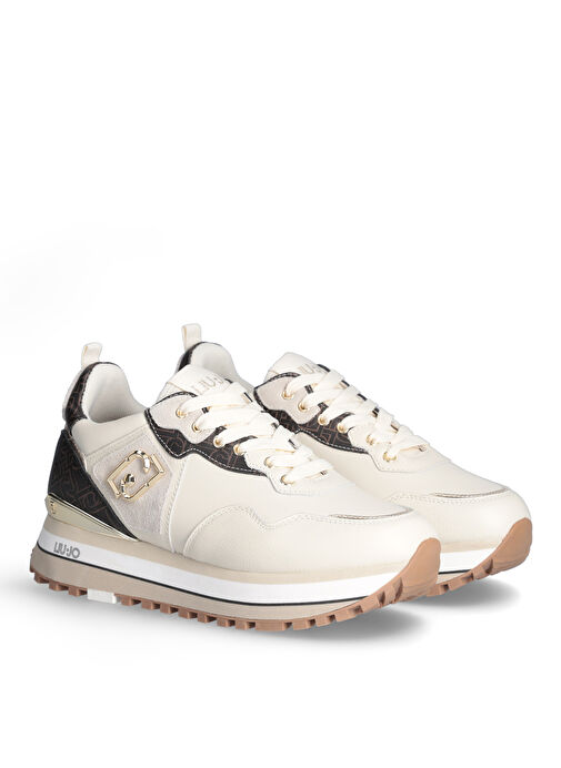 Liu Jo Beyaz-Kahverengi Kadın Deri Sneaker LIUJO MAXI WONDER 01 - Görsel 3