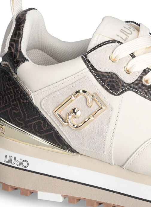 Liu Jo Beyaz-Kahverengi Kadın Deri Sneaker LIUJO MAXI WONDER 01 - Görsel 6