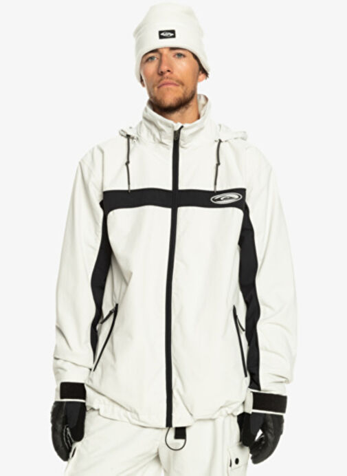 Quiksilver Beyaz Erkek Kapüşon Yaka Regular Fit Waterproof Kayak Montu EQYTJ03408 Live Wire Jk