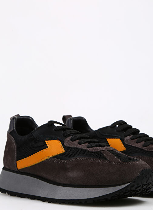 Krahe Siyah-Turuncu Erkek Deri - Kumaş Sneaker MORENO - Görsel 5