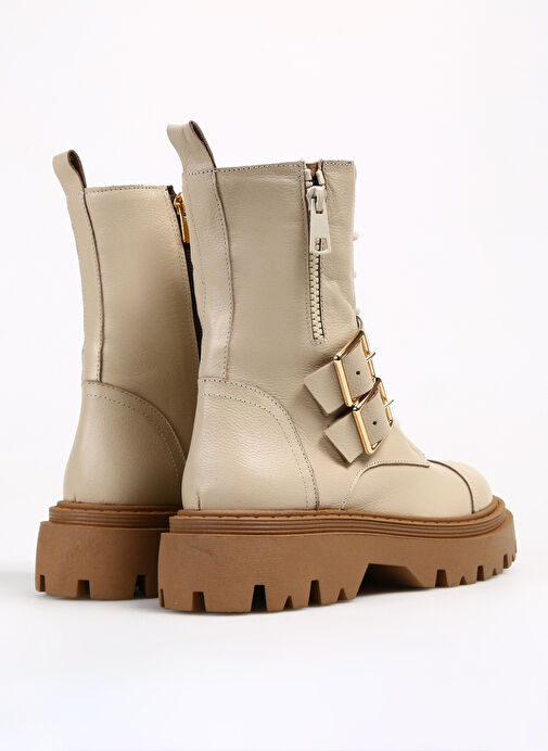 Manijero Bej Kadın Deri Bot Celia - Görsel 4