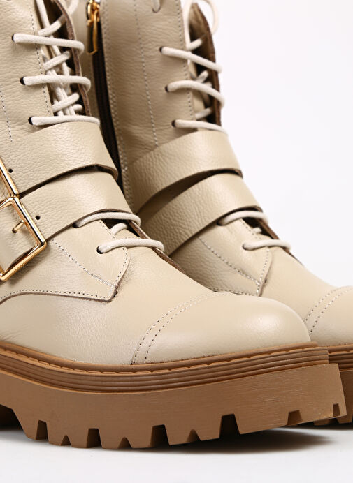 Manijero Bej Kadın Deri Bot Celia - Görsel 6