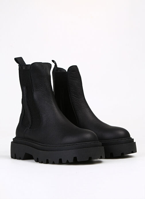 Manijero Siyah Kadın Deri Bot Justina - Görsel 3