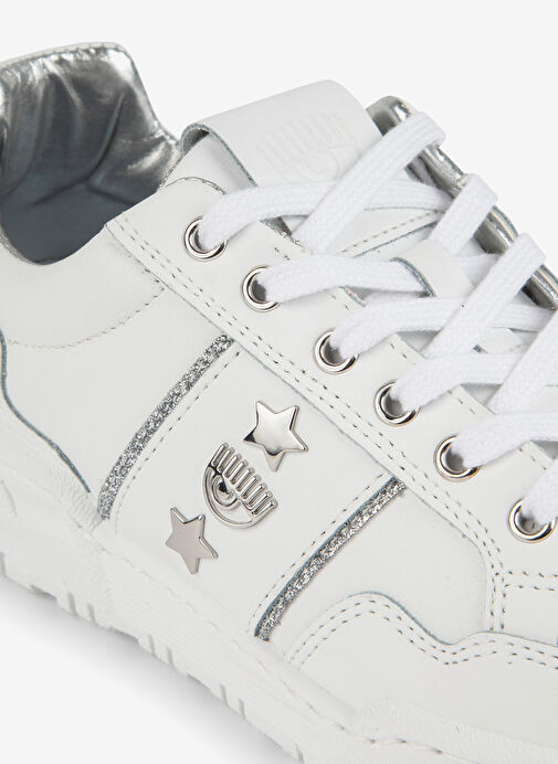 Chiara Ferragni Beyaz - Gümüş Kadın Deri Sneaker CF3201_064 - Görsel 5