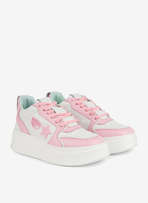 Chiara Ferragni Beyaz-Pembe Kadın Deri Sneaker CF3217_072 - Görsel 2