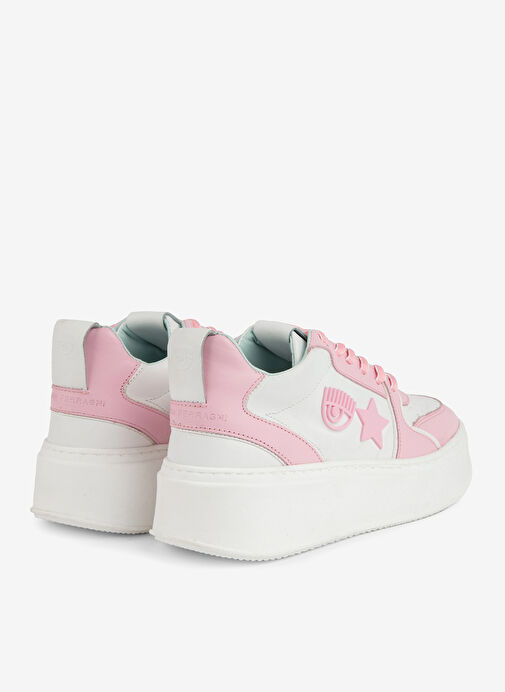 Chiara Ferragni Beyaz-Pembe Kadın Deri Sneaker CF3217_072 - Görsel 3