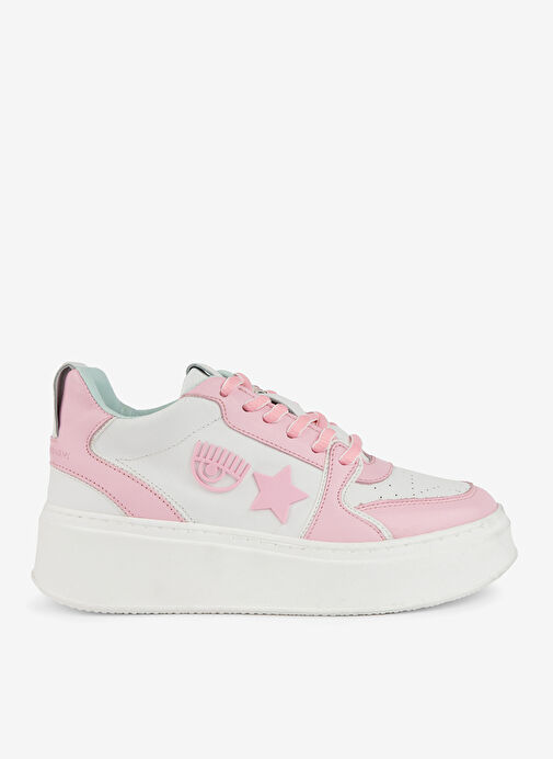 Chiara Ferragni Beyaz-Pembe Kadın Deri Sneaker CF3217_072 - Görsel 4